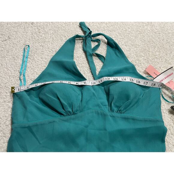 Philip Decaprio Women's Size 14 Halter Neck Tiered Dress Green Y2K - Picture 3 of 16